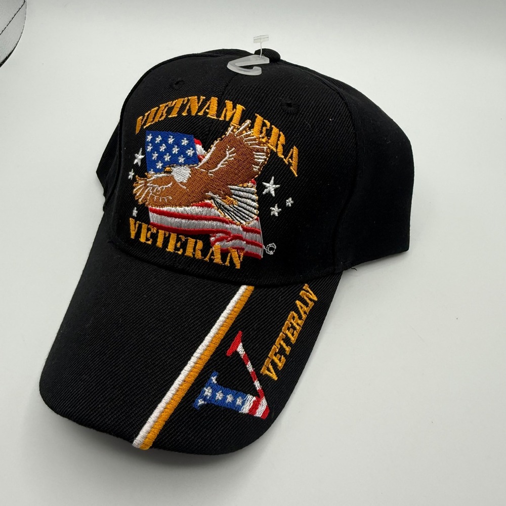 Kys Design Cap Hat Mens OSFM Black New Vietnam Era Veteran Eagle Embroidered